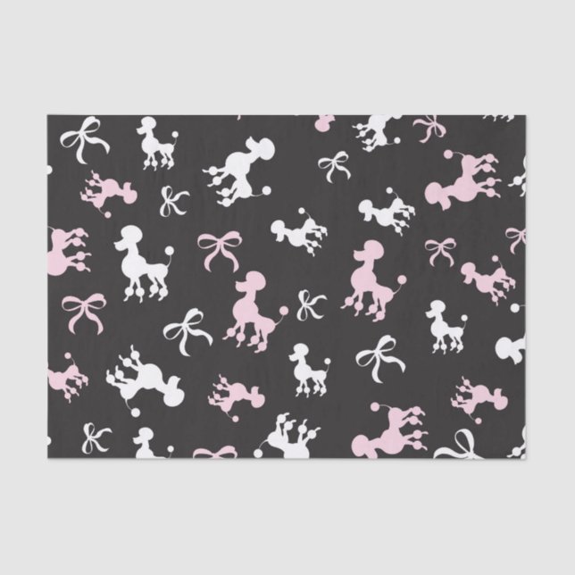 Papier Mousseline Chic Poodles rose et noir (Recto)