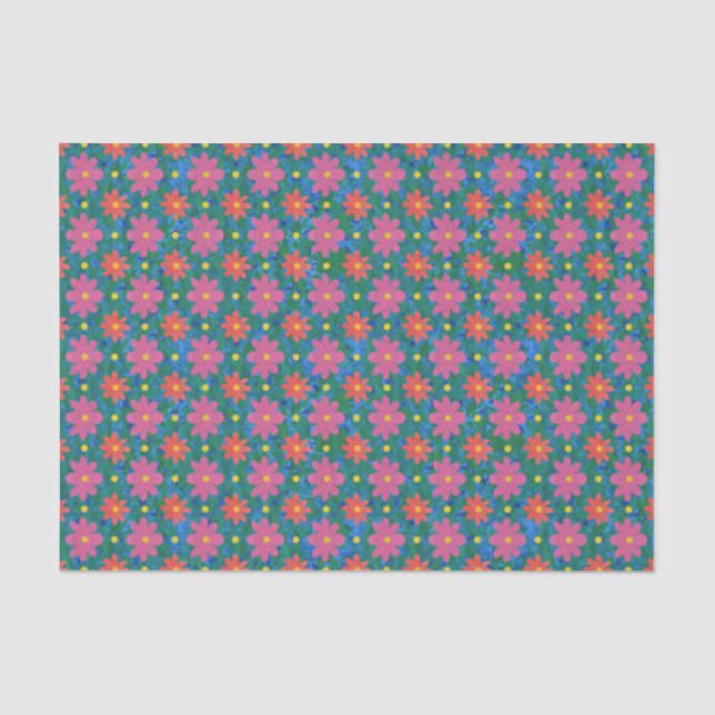 Papier Mousseline Chic Rangoli Fleurs et papier de tissus Pois (Recto)