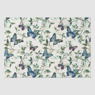 Papier Mousseline Chic Romantique Papillons Bleus Baby Shower de Mar