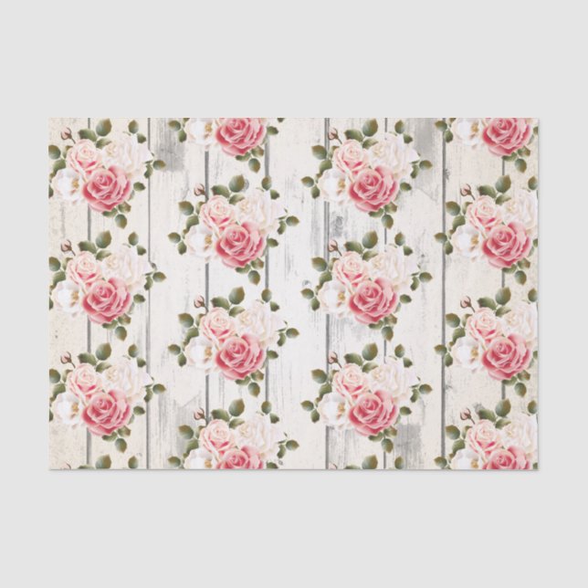 Papier Mousseline Chic Rose et rustique chalet Shabby Grange bois (Recto)
