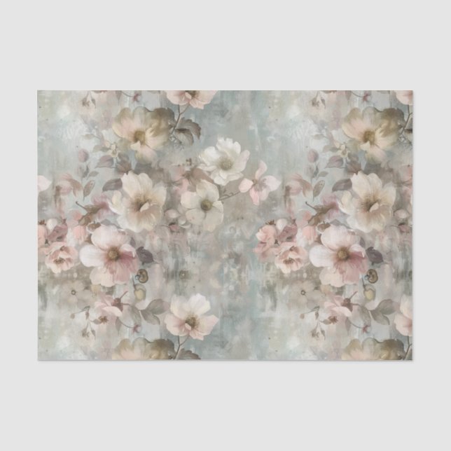 Papier Mousseline Chic Rose Shabby Victorien Florals Découpage (Recto)