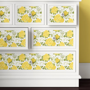 Papier Mousseline Chic Roses Jaunes Découpage Florale