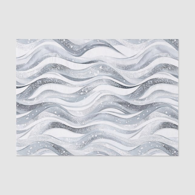 Papier Mousseline Chic Silver Glam Abstrait anniversaire (Recto)
