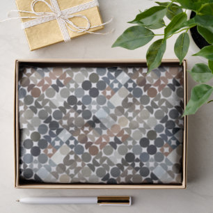 Papier Mousseline Chic Taupe Beige Gris Tan Brown Cercles Motif