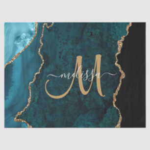 Papier Mousseline Chic Turquoise Gold Parties scintillant Agate Pers