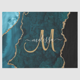 Papier Mousseline Chic Turquoise Gold Parties scintillant Agate Pers