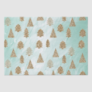 Papier Mousseline Chic White Mint Gold Parties scintillant Arbres de