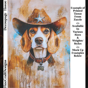 Papier Mousseline Chien Beagle Wild West avec Chapeau de Cowboy EY4
