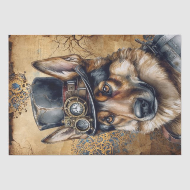 Papier Mousseline Chien berger allemand Steampunk (Recto)