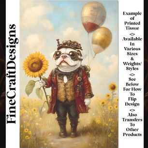 Papier Mousseline Chien Bouledogue Français Steampunk Victorien AS8