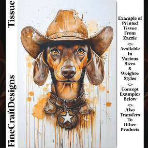 Papier Mousseline Chien Cow-boy Sheriff Dachshund Brun DP1 Découpage