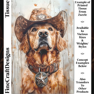 Papier Mousseline Chien Cowboy, Retriever doré DD1 Découpage