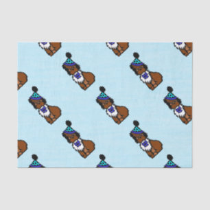 Papier Mousseline Chien de fête bleu