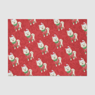 Papier Mousseline Chien de Noël Husky Pomeranian Shiba Père Noël