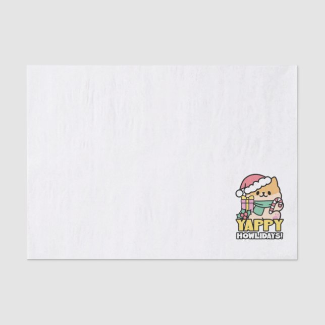 Papier Mousseline Chien de Noël mignon - Yappy Howlidays (Recto)