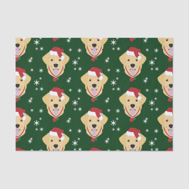 Papier Mousseline Chien de Noël Père Noël Golden Retriever (Recto)