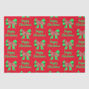 Papier Mousseline Chien de Noël rouge de Terre-Neuve et Bow vert