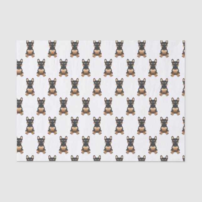 Papier Mousseline Chien noir et blanc / Motif de Chien français (Recto)