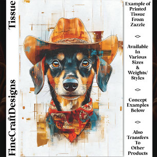 Papier Mousseline Chien noir et tan, Casquette Cowboy DE1 Découpage