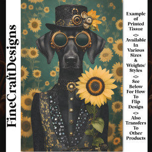 Papier Mousseline Chien noir vapeur + Tournesol AK8 Découpage