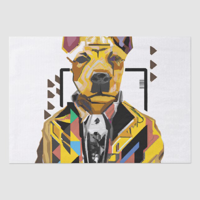Papier Mousseline Chien portant un costume : Art numérique (Recto)
