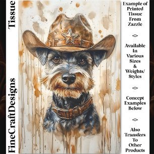 Papier Mousseline Chien Schnauzer de Cowboy Sheriff avec Chapeau Déc