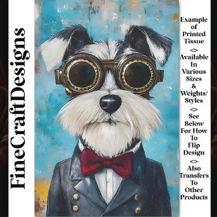 Papier Mousseline Chien Schnauzer Steampunk Mignon, Découpe Z9 Nœud