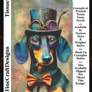 Papier Mousseline Chien Steampunk Coloré En Nœud Papillon DK7R Décou