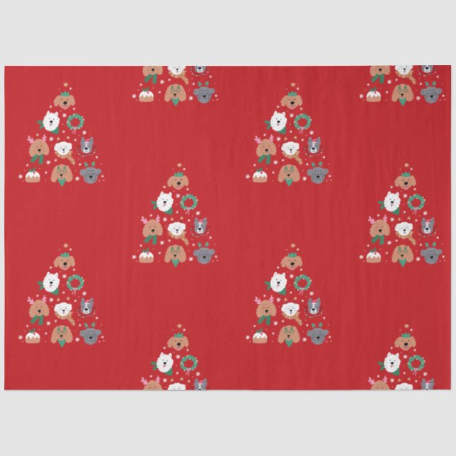 Papier Mousseline Chien Thème Rouge Noël (Recto)