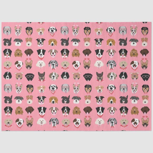 Papier Mousseline Chien Valentine Face Motif (Recto)