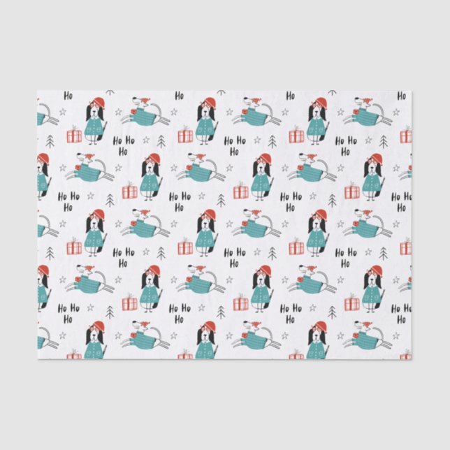Papier Mousseline Chiens de caricature fantaisie de Noël (Recto)