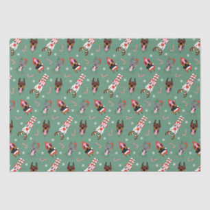 Papier Mousseline Chiens de Noël Dobermann