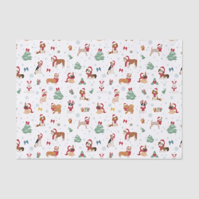 Papier Mousseline Chiens de Noël en accessoires de vacances (Recto)