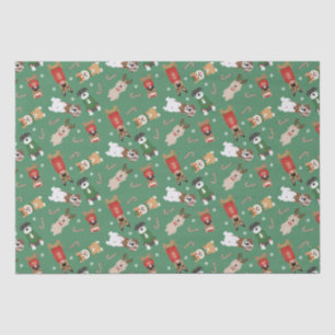 Papier Mousseline Chiens de Noël Motif Rouge Vert