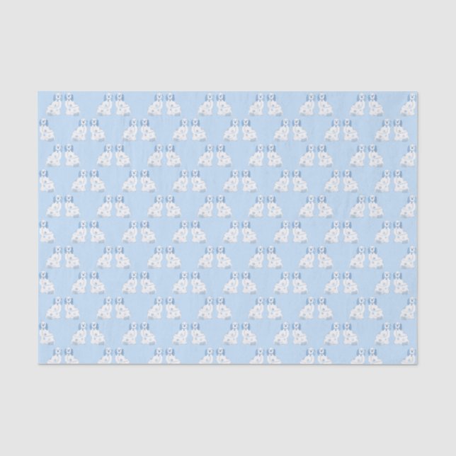 Papier Mousseline Chiens espagnols classique bleu et blanc du Staffo (Recto)