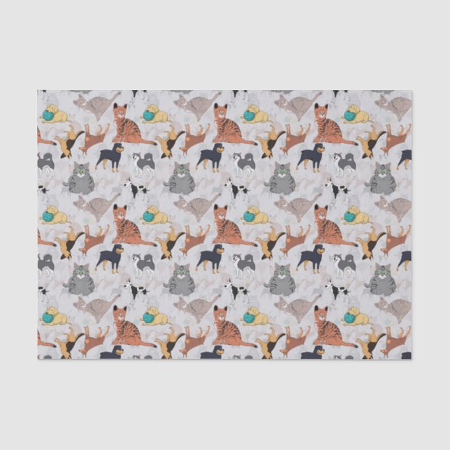 Papier Mousseline Chiens Et Chats Cutes Design Motif (Recto)