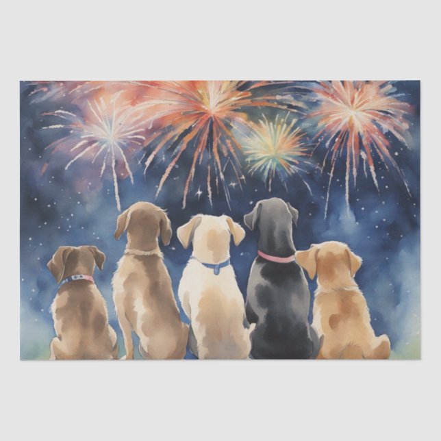 Papier Mousseline Chiens et papier découpage Fireworks (Recto)