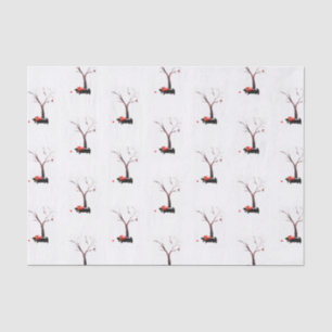 Papier Mousseline Chiens et Robin de Scottie en hiver saisonnier
