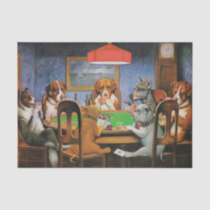 Papier Mousseline Chiens jouant au poker par C.M. Coolidge