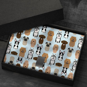 Papier Mousseline Chiens mignons, Carlin, Boston, Lab, Chow, Husky, 