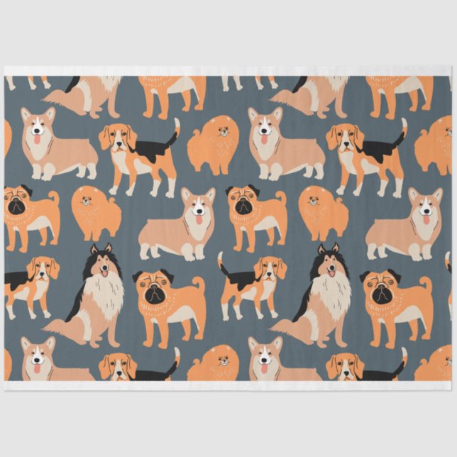 Papier Mousseline Chiens mignons Motif #02 (Recto)