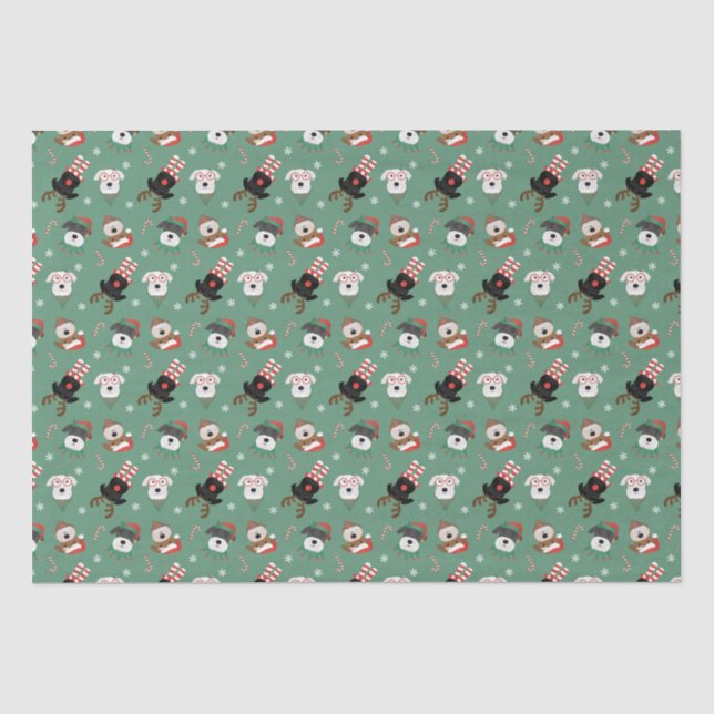 Papier Mousseline Chiens Schnauzer de Noël (Recto)