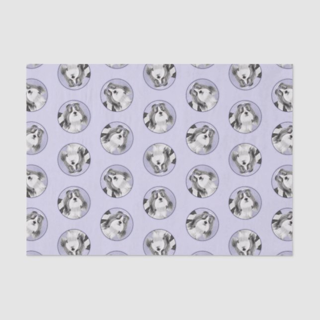 Papier Mousseline Chih Tzu Peinture Noir & Blanc Original Chien Art (Recto)