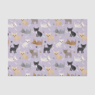 Papier Mousseline Chihuahua Bones and Paws Purple