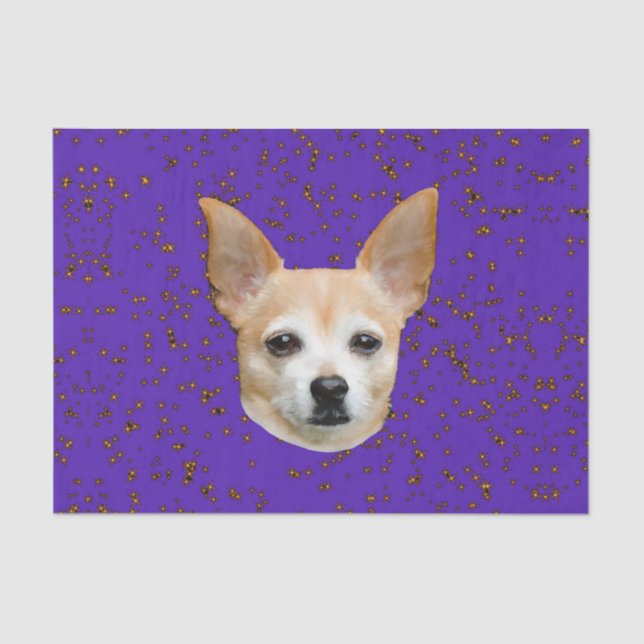 Papier Mousseline Chihuahua Chien mauve Arrière - plan Yellow Stars (Recto)