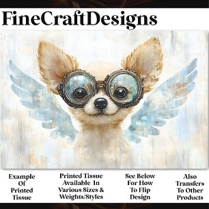 Papier Mousseline Chihuahua Steampunk Mignon Avec Ailes AV7 Découpag
