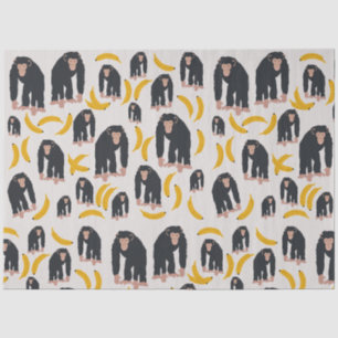 Papier Mousseline Chimpanzé singe et Motif bananier