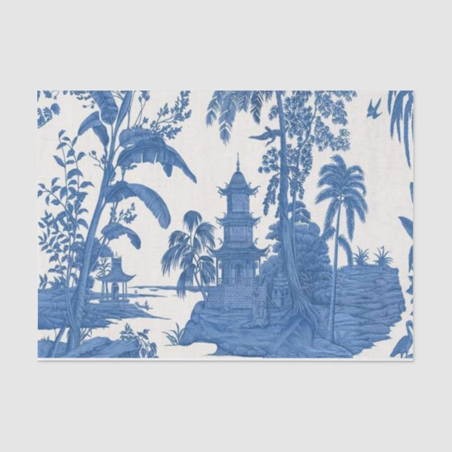 Papier Mousseline Chine bleu et blanc Découpage (Recto)