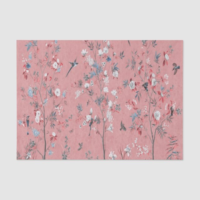 Papier Mousseline Chine rose Découpage chinois (Recto)