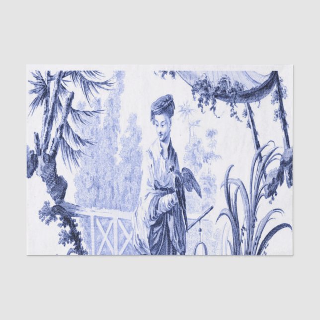Papier Mousseline Chinois bleu et blanc (Recto)